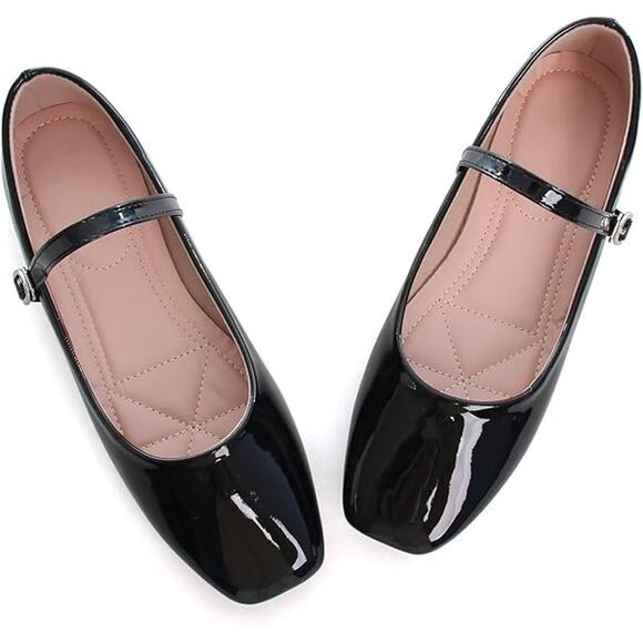 Luxinyu Shoes - New Luxinyu Womens Size 6 Black Faux Leather Square Toe Mary Jane Flat Shoes